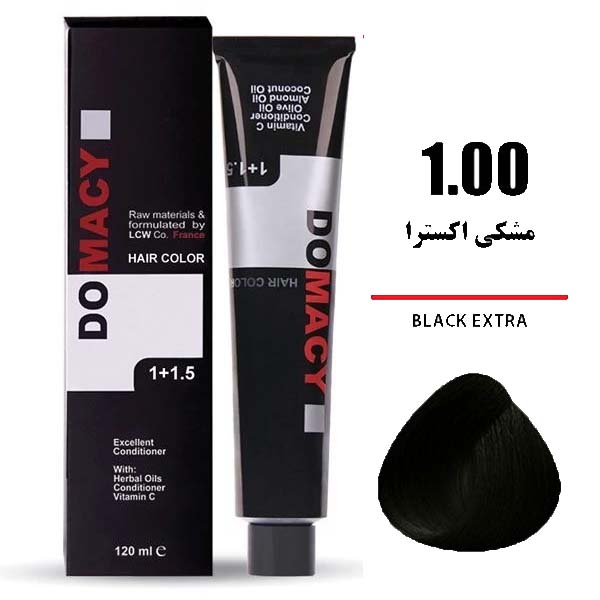 1-00-1.jpg رنگ مو دوماسی شماره 1.00 حجم 120 میلی لیتر مشکی اکسترا - Image 1