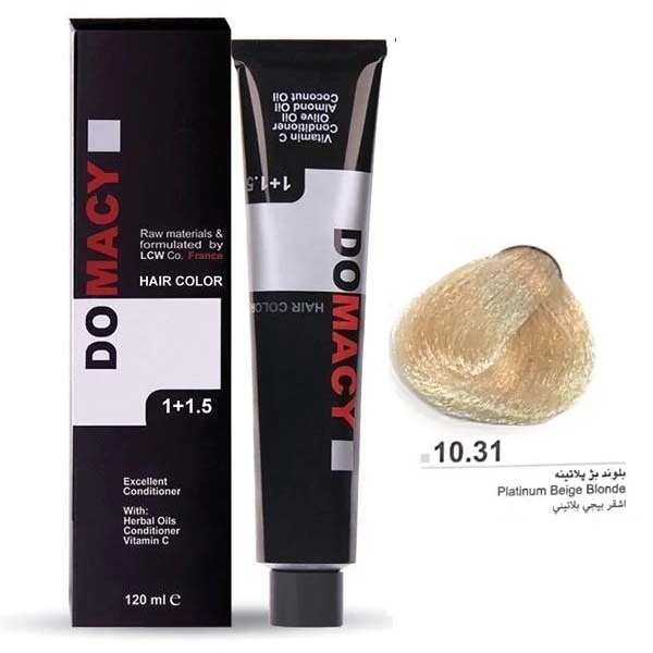 10-31.jpg رنگ مو دوماسی شماره 10.31 حجم 120 میلی لیتر بلوند بژ پلاتینه - تصویر 1