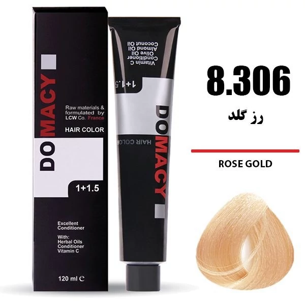 8-306.webp رنگ مو دوماسی شماره 8.306 حجم 120 میلی لیتر رز گلد - Image 1