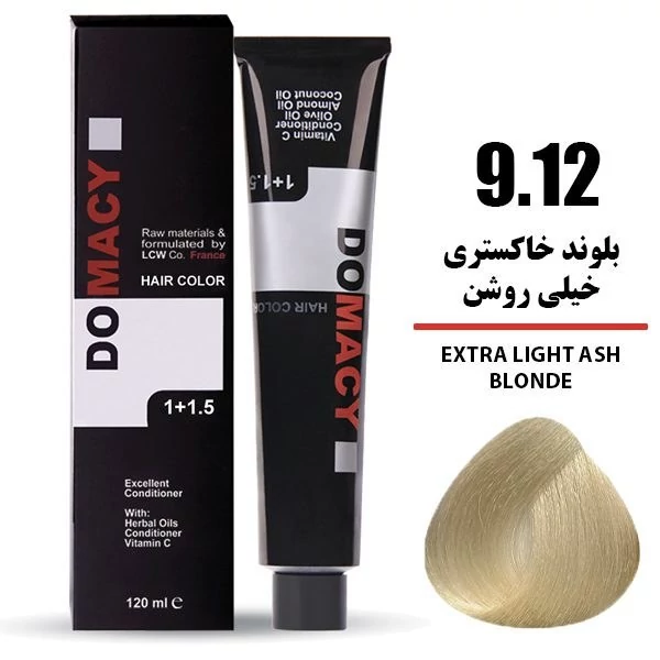9-12.webp رنگ مو دوماسی شماره 9.12 حجم 120 میلی لیتر بلوند خاکستری خیلی روشن - Image 1
